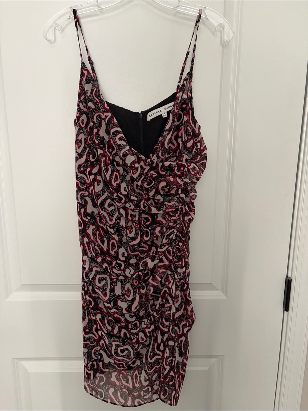 Rebecca Minkoff Red and Black Printed Mini Slip Dress